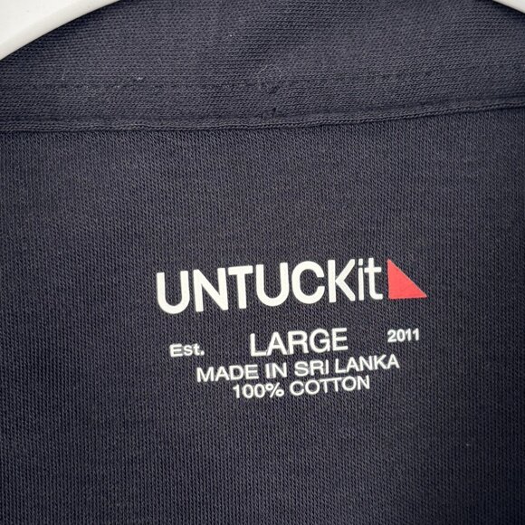 UnTuckIt Black Cotton Button-Front Long Sleeve Shirt - size L - Picture 2 of 8